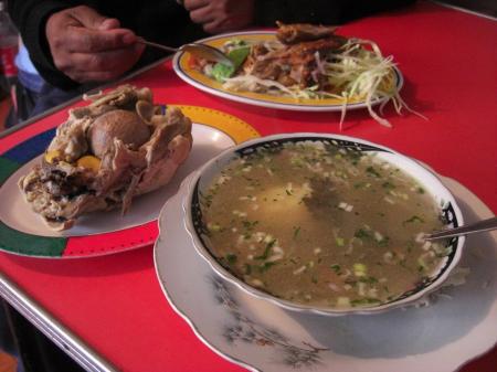 Poulet et soupe